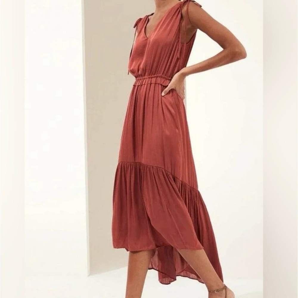 Banana Republic Satin Ruched High Low Maxi Dress, size 6